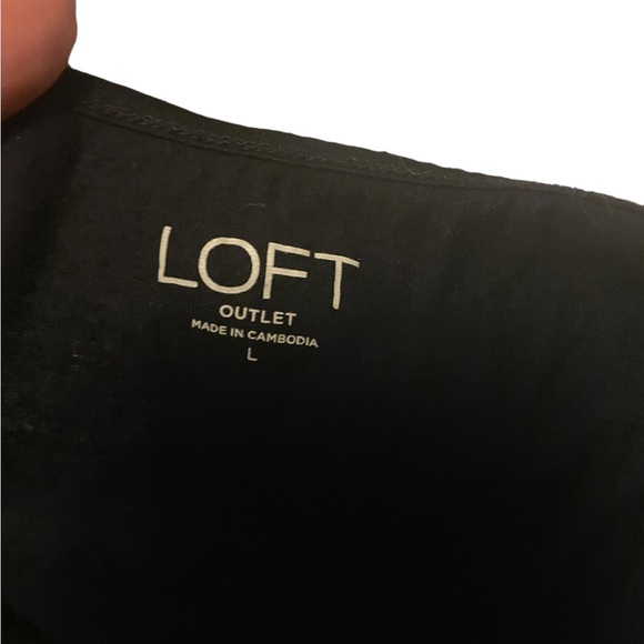 Black ruffle sheer neckline LOFT sleeveless blouse - Picture 4 of 5